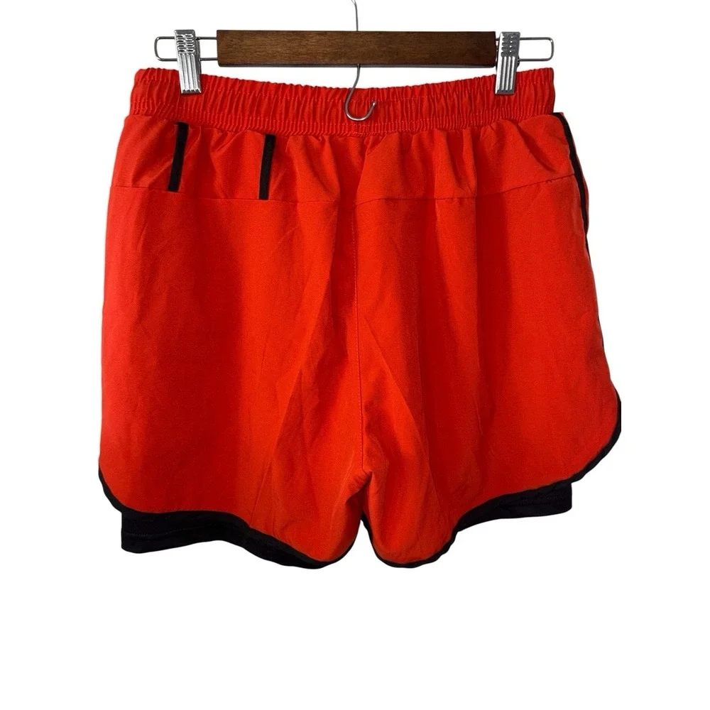 KEFR Traimng Mens 2-in-1 Athletic Shorts Red Black Built-in Liner Size XL 27x4
